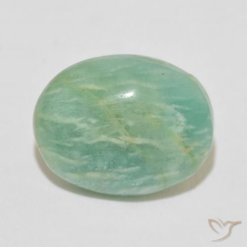 16.47ct 자연스러운 라이트 씨 그린 아마조나이트, 타원형, 불투명체