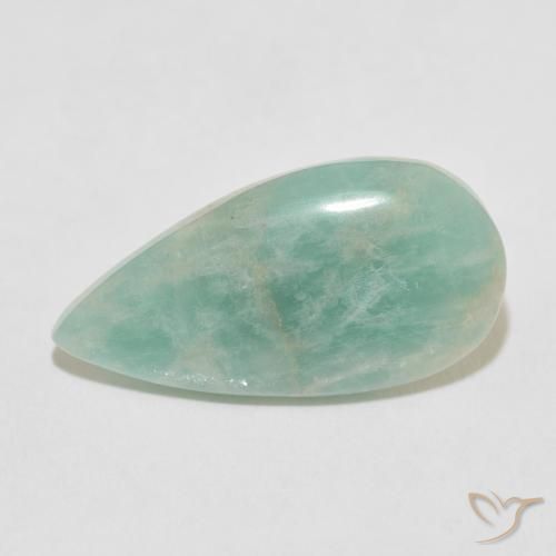 11.83ct 자연스러운 연한 초록색 아마조나이트, 배 모양, 불투명체