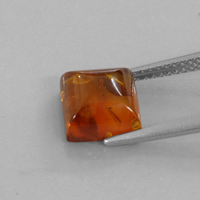 1.23캐럿 천연 옐로우 오렌지 호박, 투명한, 8×8 mm, 투명/반투명
