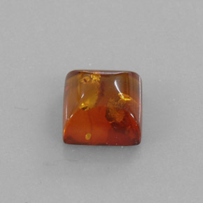 1.23캐럿 천연 옐로우 오렌지 호박, 투명한, 8×8 mm, 투명/반투명