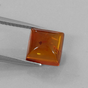 1.23캐럿 천연 옐로우 오렌지 호박, 투명한, 8×8 mm, 투명/반투명