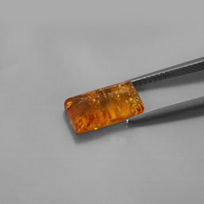 1.32캐럿 천연 옐로우 오렌지 호박, 투명한, 11.9×6 mm, 투명/반투명