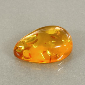 2.41캐럿 천연 옐로우 오렌지 호박, 투명한, 14.8×9.8 mm, 투명/반투명