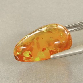 2.41캐럿 천연 옐로우 오렌지 호박, 투명한, 14.8×9.8 mm, 투명/반투명
