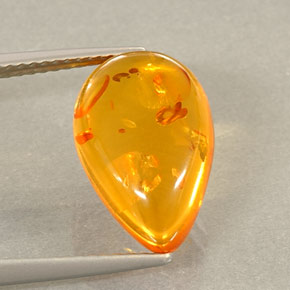 2.21캐럿 천연 옐로우 오렌지 호박, 투명한, 14.8×9.8 mm, 투명/반투명