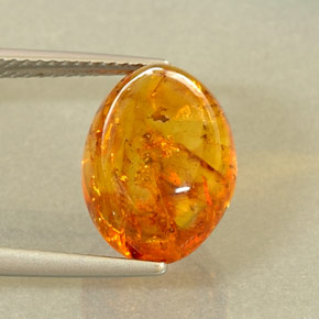 2.29캐럿 천연 옐로우 오렌지 호박, 투명한, 13.9×10 mm, 투명/반투명