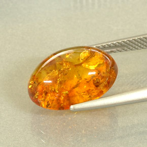 2.29캐럿 천연 옐로우 오렌지 호박, 투명한, 13.9×10 mm, 투명/반투명
