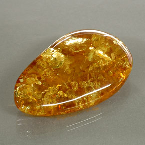 30.46캐럿 천연 옐로우 오렌지 호박, 투명한, 41.5×24.5 mm, 투명/반투명