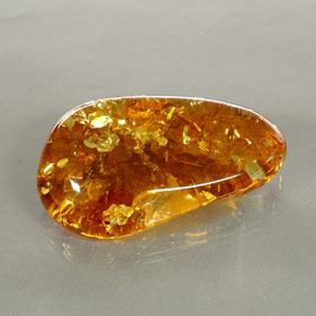 34.34캐럿 천연 옐로우 오렌지 호박, 투명한, 23.8×25.5 mm, 투명/반투명