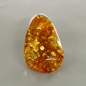 34.34캐럿 천연 옐로우 오렌지 호박, 투명한, 23.8×25.5 mm, 투명/반투명