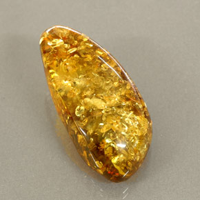 20.89캐럿 천연 옐로우 오렌지 호박, 투명한, 37.5×17.3 mm, 투명/반투명