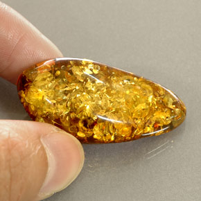 20.89캐럿 천연 옐로우 오렌지 호박, 투명한, 37.5×17.3 mm, 투명/반투명