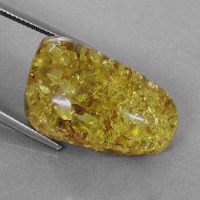17.75캐럿 천연 옐로우 오렌지 호박, 투명한, 26.8×16.5 mm, 투명/반투명