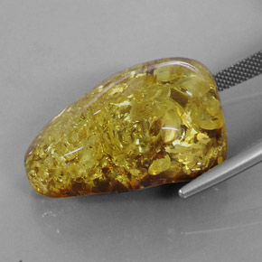 17.75캐럿 천연 옐로우 오렌지 호박, 투명한, 26.8×16.5 mm, 투명/반투명