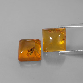 캐럿 천연 옐로우 오렌지 호박 보석, 투명한, 8×8 mm, 투명/반투명