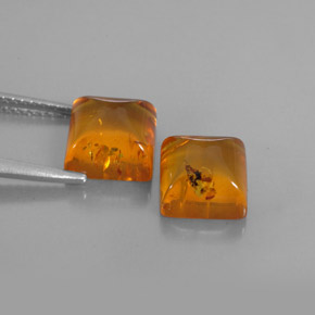 캐럿 천연 옐로우 오렌지 호박 보석, 투명한, 8×8 mm, 투명/반투명