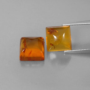 캐럿 천연 옐로우 오렌지 호박 보석, 투명한, 8×8 mm, 투명/반투명