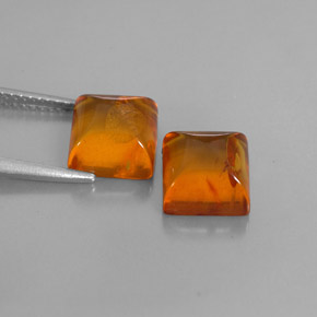 캐럿 천연 옐로우 오렌지 호박 보석, 투명한, 8×8 mm, 투명/반투명