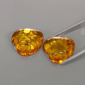 캐럿 천연 옐로우 오렌지 호박 보석, 투명한, 16.2×16.1 mm, 투명/반투명