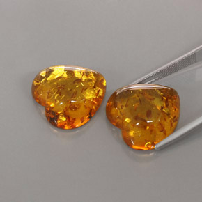 캐럿 천연 옐로우 오렌지 호박 보석, 투명한, 15.9×15.8 mm, 투명/반투명