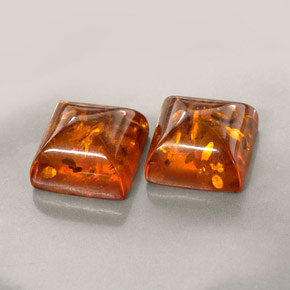 캐럿 천연 옐로우 오렌지 호박 보석, 투명한, 8×8 mm, 투명/반투명
