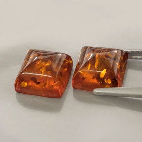 캐럿 천연 옐로우 오렌지 호박 보석, 투명한, 8×8 mm, 투명/반투명