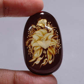 17.34캐럿 천연 브라운 호박, 투명한, 36.9×23 mm, 투명/반투명