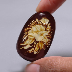 17.34캐럿 천연 브라운 호박, 투명한, 36.9×23 mm, 투명/반투명