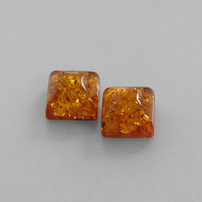 캐럿 천연 옐로우 오렌지 호박 보석, 투명한, 8×8 mm, 투명/반투명