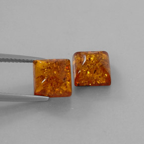 캐럿 천연 옐로우 오렌지 호박 보석, 투명한, 8×8 mm, 투명/반투명
