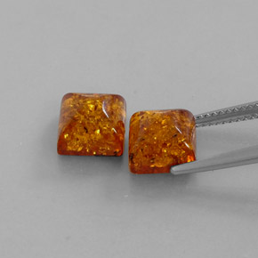 캐럿 천연 옐로우 오렌지 호박 보석, 투명한, 8×8 mm, 투명/반투명