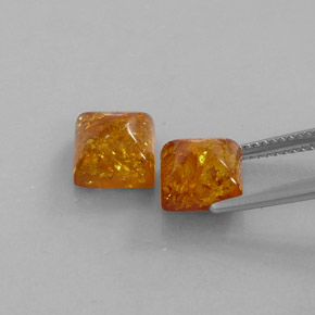 캐럿 천연 옐로우 오렌지 호박 보석, 투명한, 8×8 mm, 투명/반투명