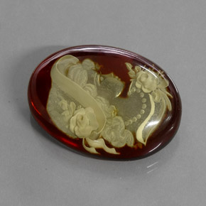 18.89캐럿 천연 오렌지 브라운 호박, 투명한, 31.8×23.2 mm, 투명/반투명
