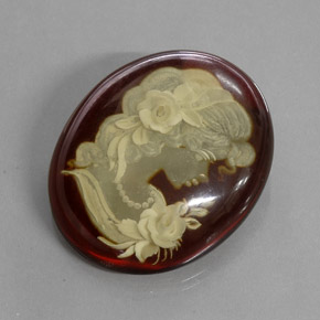 19.78캐럿 천연 오렌지 브라운 호박, 투명한, 31.4×26.1 mm, 투명/반투명