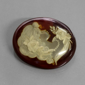 19.78캐럿 천연 오렌지 브라운 호박, 투명한, 31.4×26.1 mm, 투명/반투명