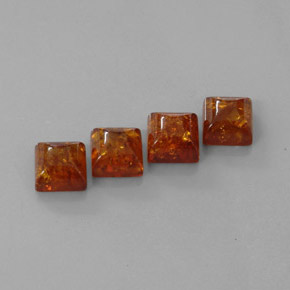 캐럿 천연 옐로우 오렌지 호박 보석, 투명한, 8×8 mm, 투명/반투명