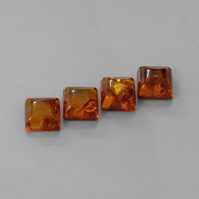 캐럿 천연 옐로우 오렌지 호박 보석, 투명한, 8×8 mm, 투명/반투명