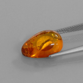 2.61캐럿 천연 옐로우 오렌지 호박, 투명한, 14.9×10 mm, 투명/반투명