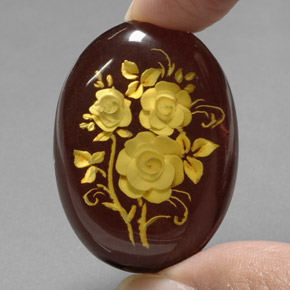 20.50캐럿 천연 오렌지 브라운 호박, 멋진 모양, 35.1×25.4 mm, 투명한