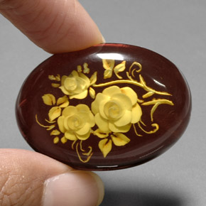 20.50캐럿 천연 오렌지 브라운 호박, 멋진 모양, 35.1×25.4 mm, 투명한
