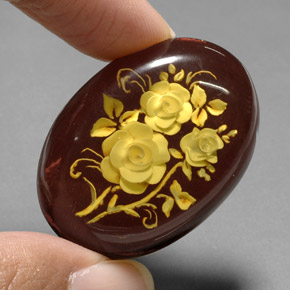 20.50캐럿 천연 오렌지 브라운 호박, 멋진 모양, 35.1×25.4 mm, 투명한