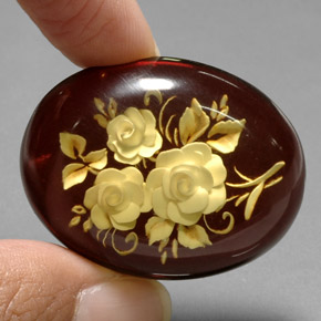 28.39캐럿 천연 오렌지 브라운 호박, 멋진 모양, 36.2×28.3 mm, 투명한