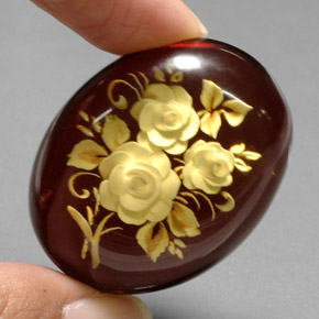 28.39캐럿 천연 오렌지 브라운 호박, 멋진 모양, 36.2×28.3 mm, 투명한