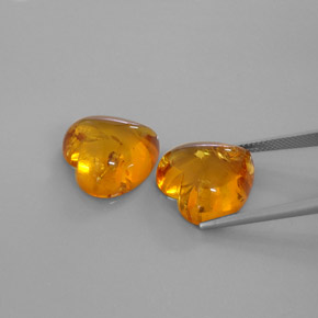 캐럿 천연 옐로우 오렌지 호박 보석, 투명한, 16.1×15.9 mm, 투명/반투명