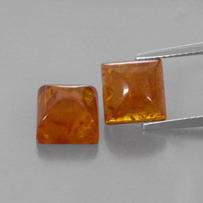 캐럿 천연 옐로우 오렌지 호박 보석, 투명한, 8×8 mm, 투명/반투명