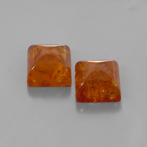 캐럿 천연 옐로우 오렌지 호박 보석, 투명한, 8×8 mm, 투명/반투명