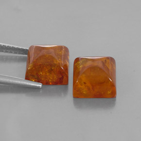 캐럿 천연 옐로우 오렌지 호박 보석, 투명한, 8×8 mm, 투명/반투명