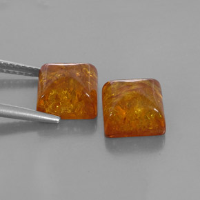 캐럿 천연 옐로우 오렌지 호박 보석, 투명한, 7.9×7.9 mm, 투명/반투명