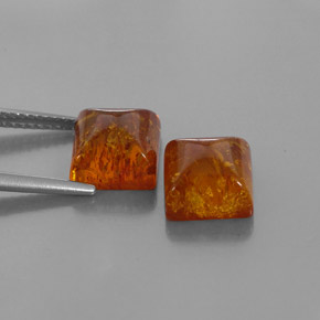 캐럿 천연 옐로우 오렌지 호박 보석, 투명한, 8×8 mm, 투명/반투명