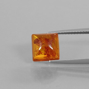 1.32캐럿 천연 옐로우 오렌지 호박, 투명한, 8×8 mm, 투명/반투명